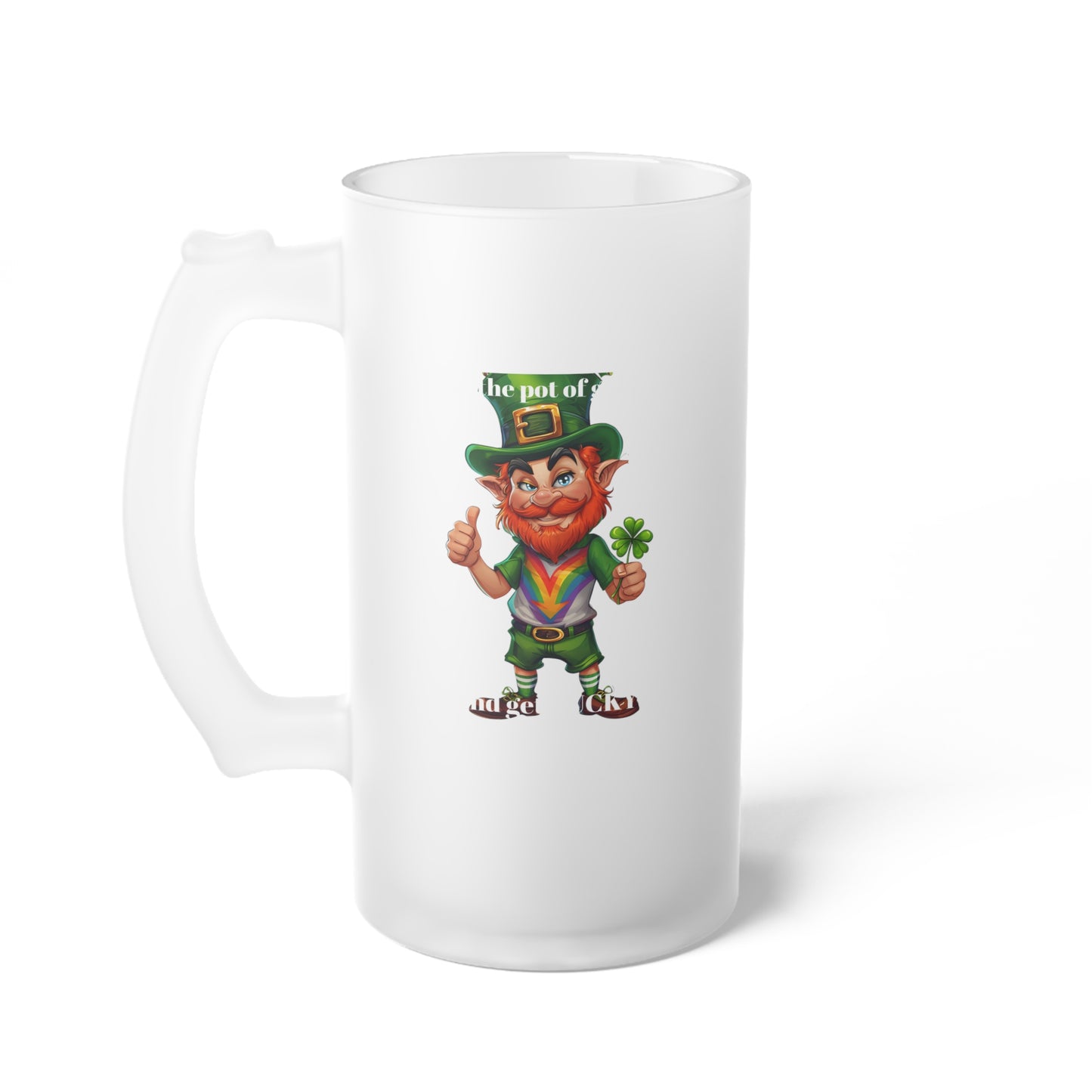 Frosted Glass Beer Mug - Get Lucky Design