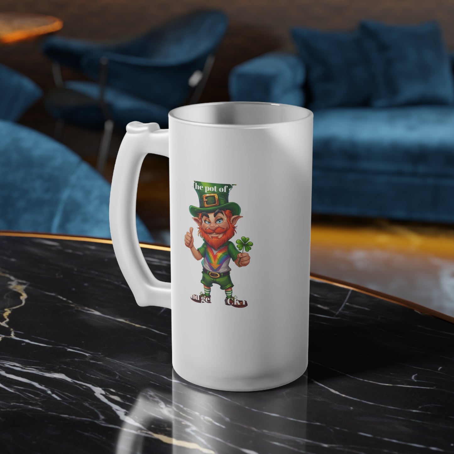 Frosted Glass Beer Mug - Get Lucky Design