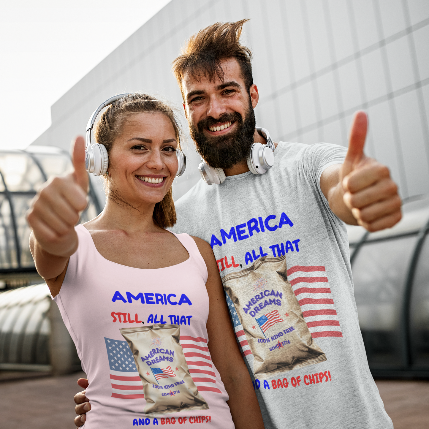 America: Still All That and a Bag of Chips – Patriotic Satire - Unisex Garment-Dyed Tank Top