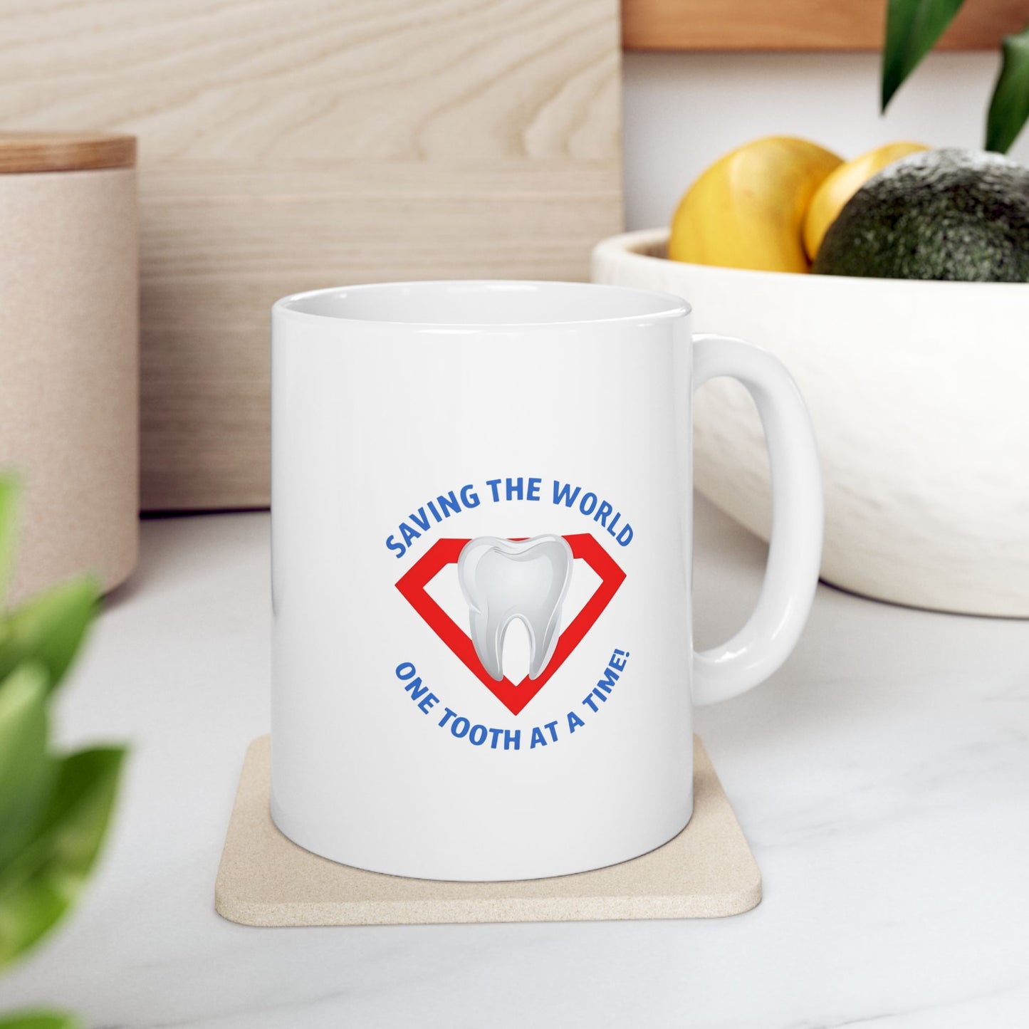 Super Tooth chest emblem Ceramic Mug, (11oz)