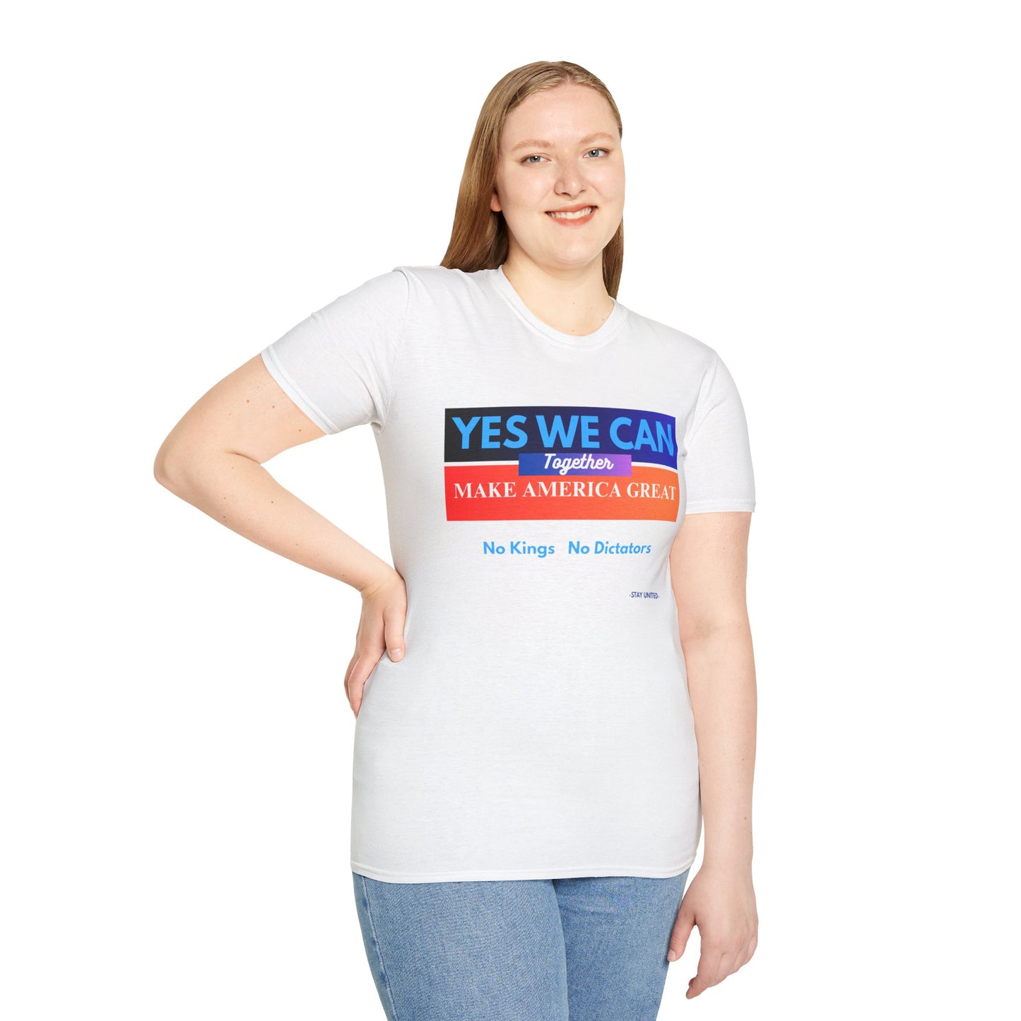 Political Statement T-Shirt - Yes We Can Make America Great Together