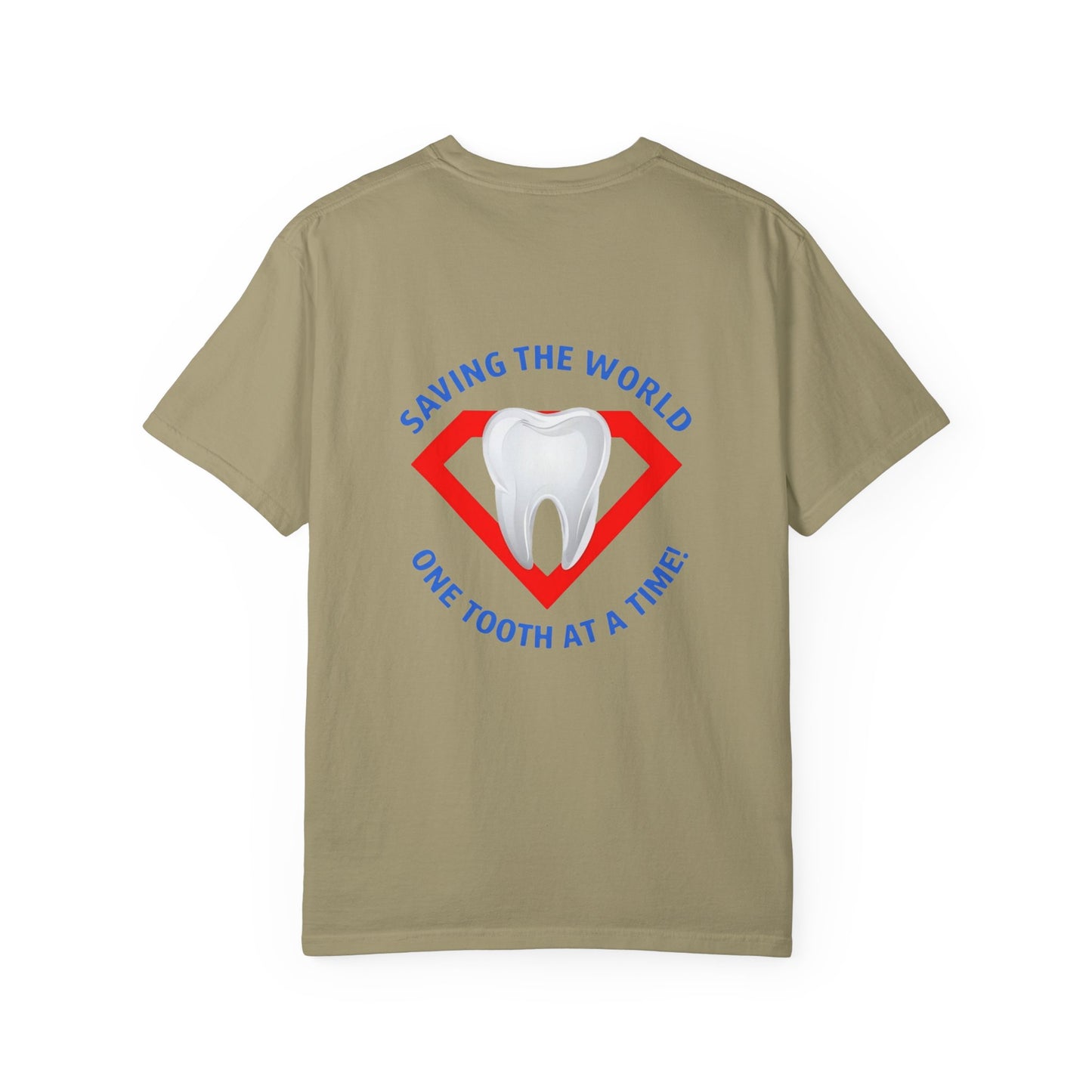 (Personalized Front/Back ) Super Tooth chest emblem - Unisex Garment-Dyed T-shirt