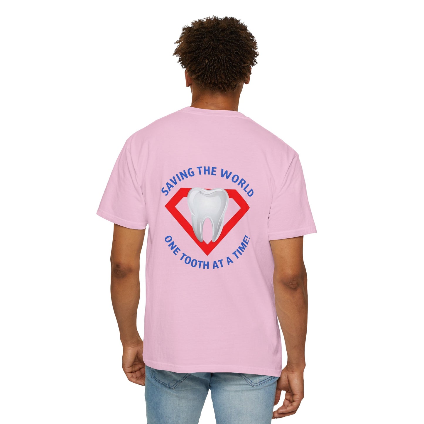 (Personalized Front/Back ) Super Tooth chest emblem - Unisex Garment-Dyed T-shirt
