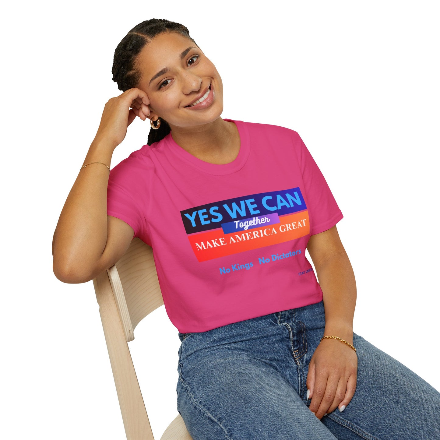 Political Statement T-Shirt - Yes We Can Make America Great Together