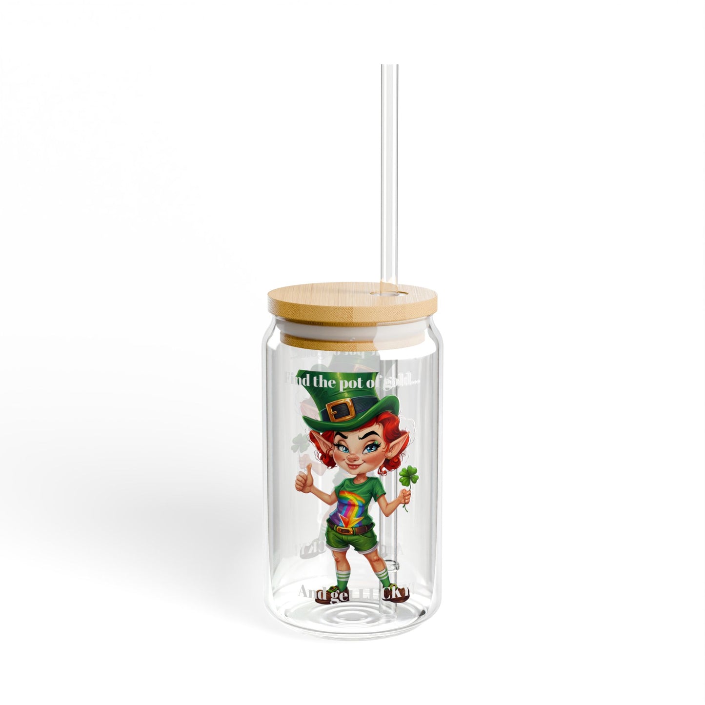 Glass Tumbler - Get Lucky F Design, 16oz