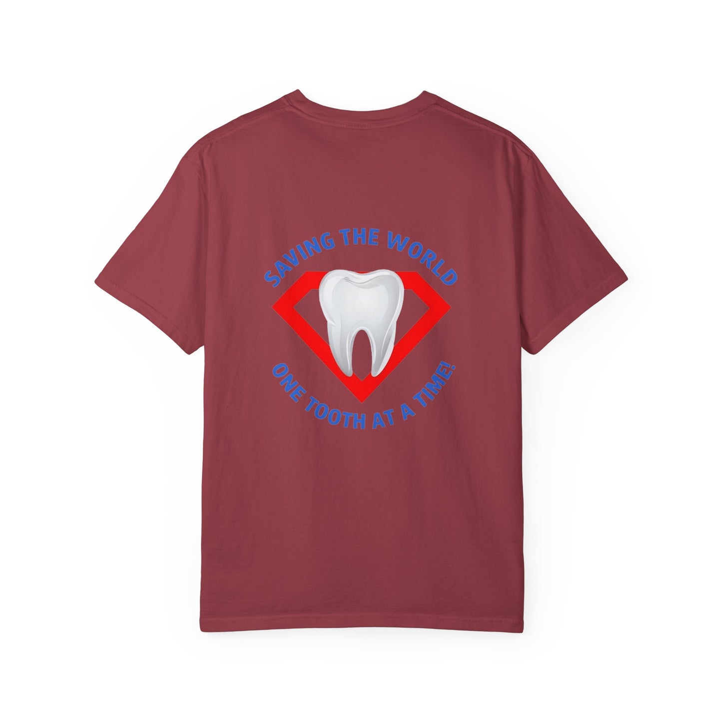 (Personalized Front/Back ) Super Tooth chest emblem - Unisex Garment-Dyed T-shirt