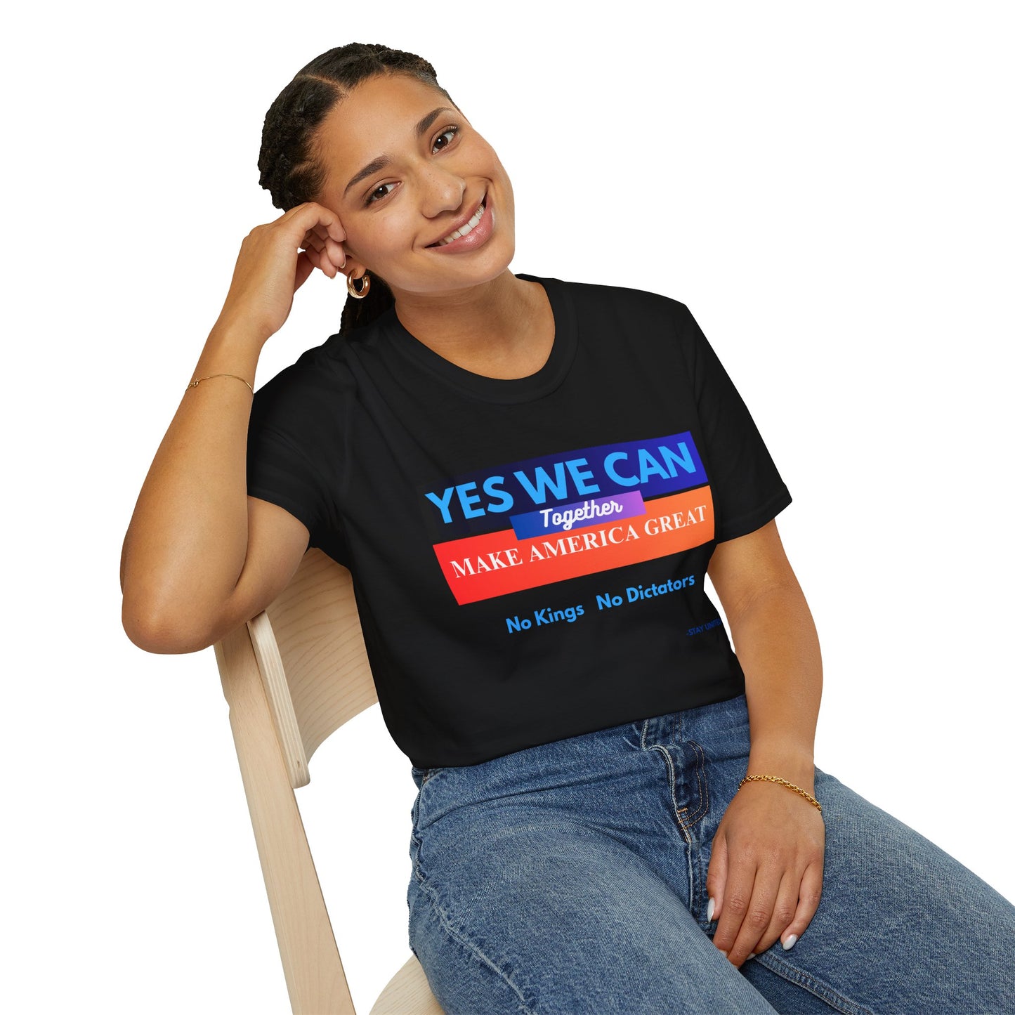Political Statement T-Shirt - Yes We Can Make America Great Together