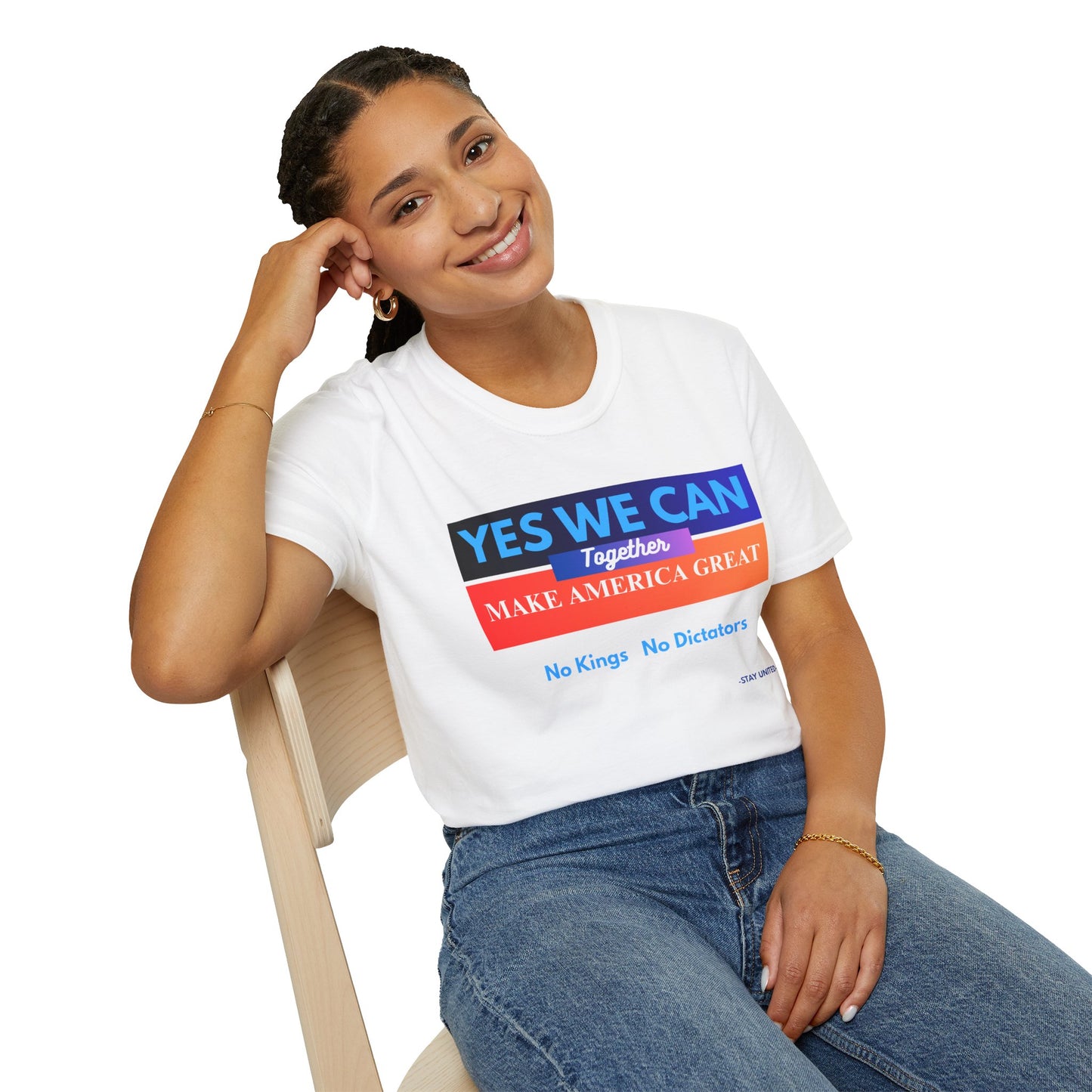 Political Statement T-Shirt - Yes We Can Make America Great Together