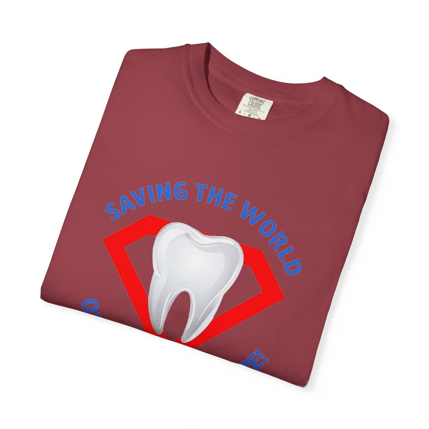 (Personalized Front Only) Super Tooth chest emblem Unisex Garment-Dyed T-shirt