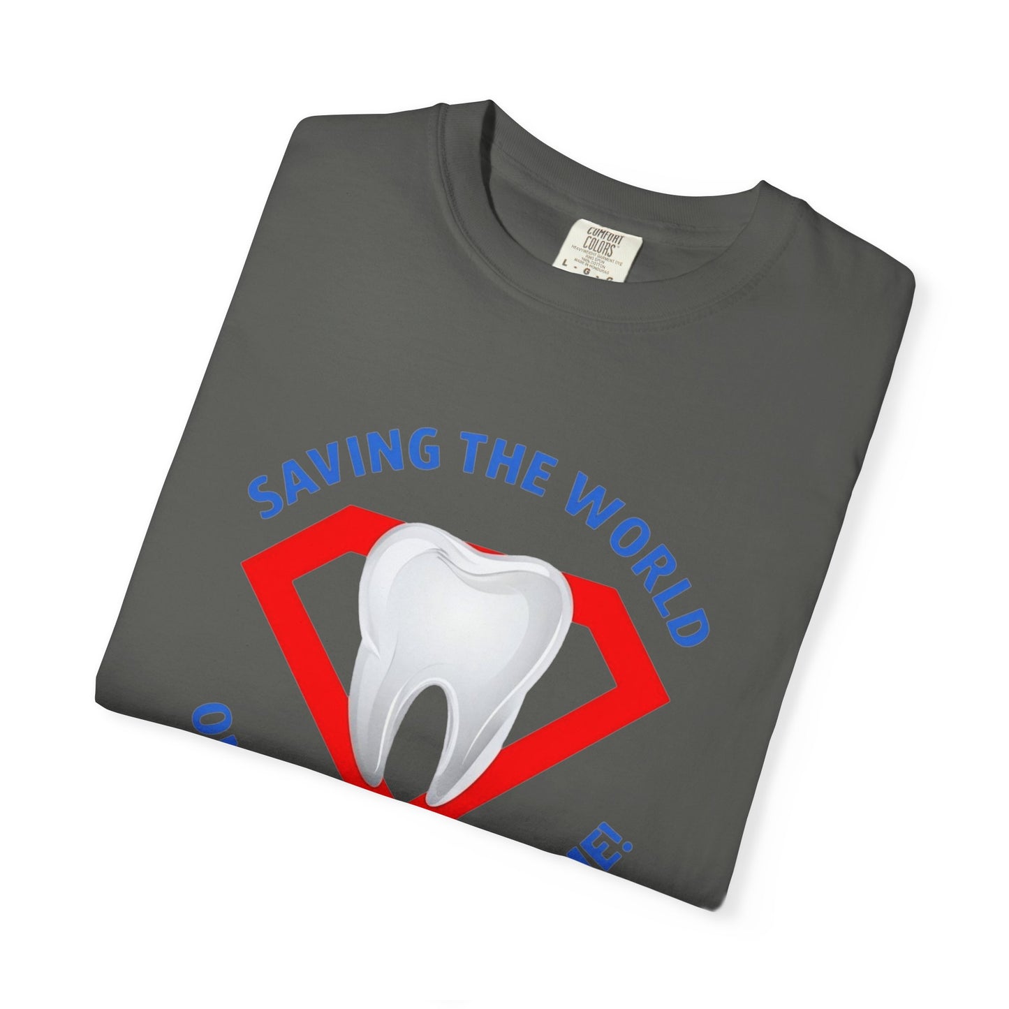 (Personalized Front Only) Super Tooth chest emblem Unisex Garment-Dyed T-shirt