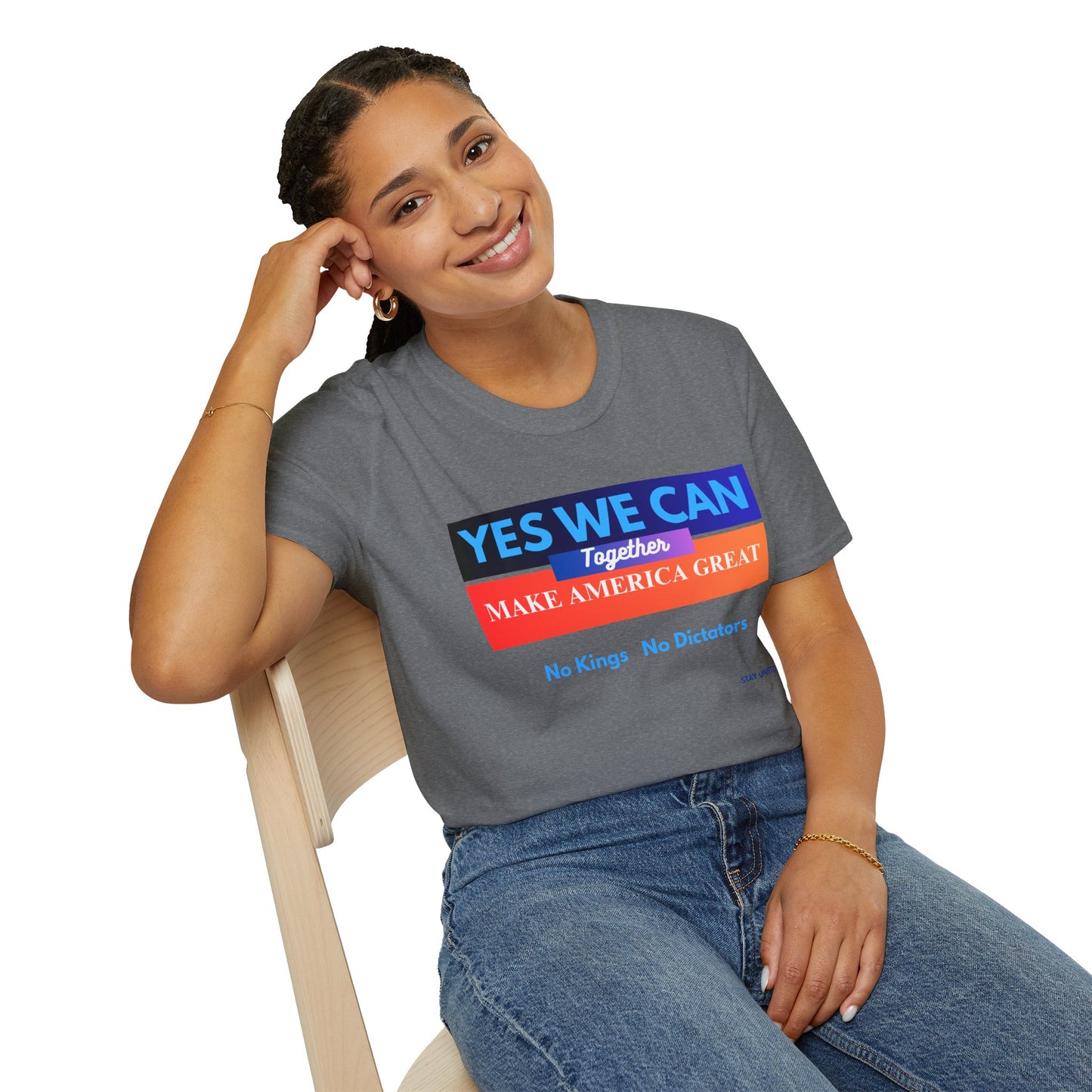 Political Statement T-Shirt - Yes We Can Make America Great Together