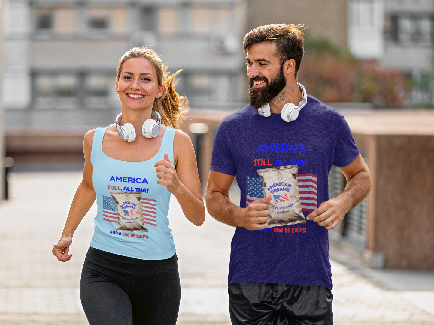 America: Still All That and a Bag of Chips – Patriotic Satire - Unisex Garment-Dyed Tank Top