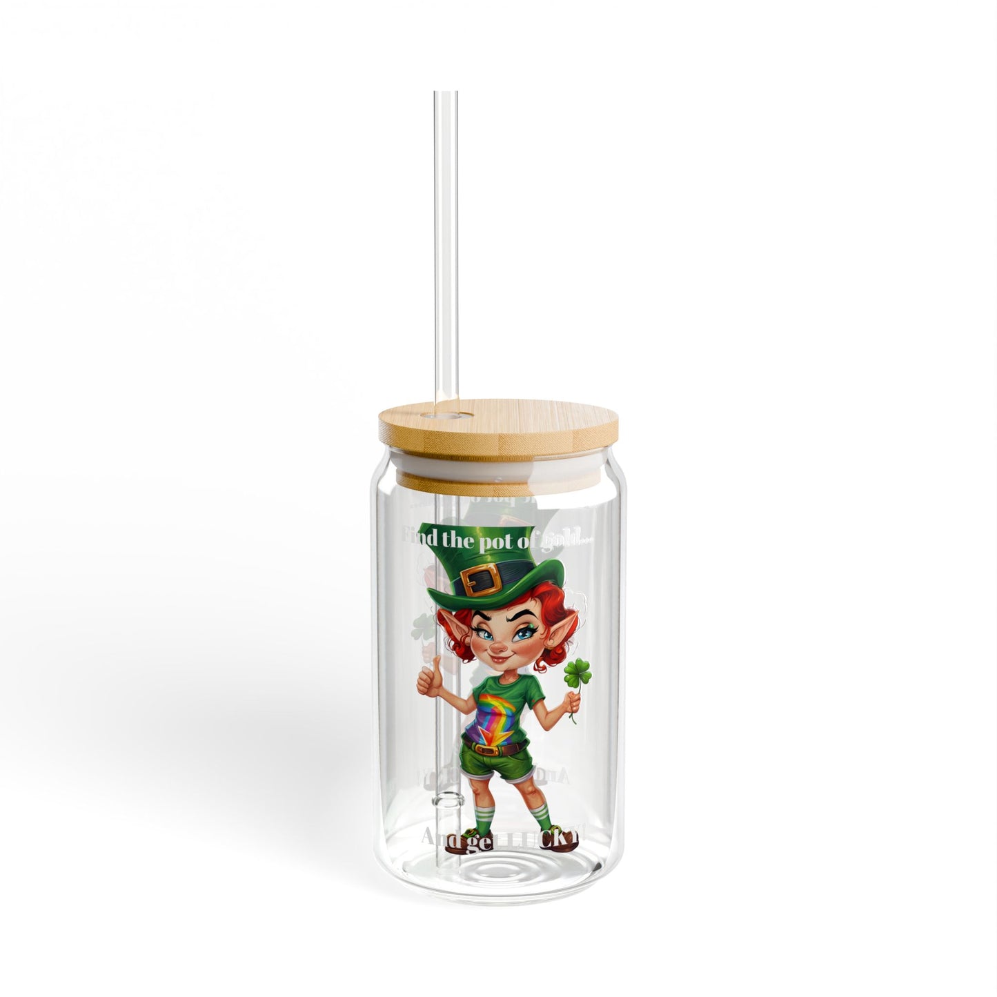 Glass Tumbler - Get Lucky F Design, 16oz