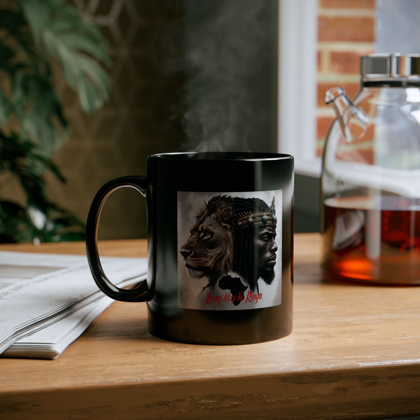 Long May He Reign (fierce) Black Mug (11oz)