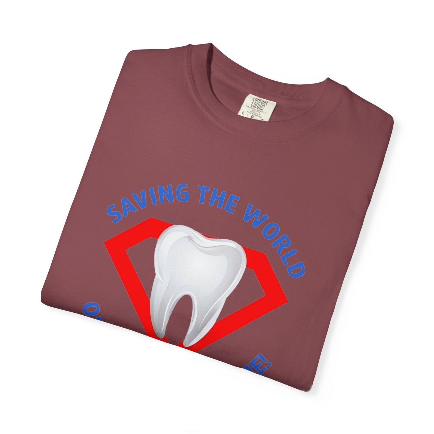 (Personalized Front Only) Super Tooth chest emblem Unisex Garment-Dyed T-shirt