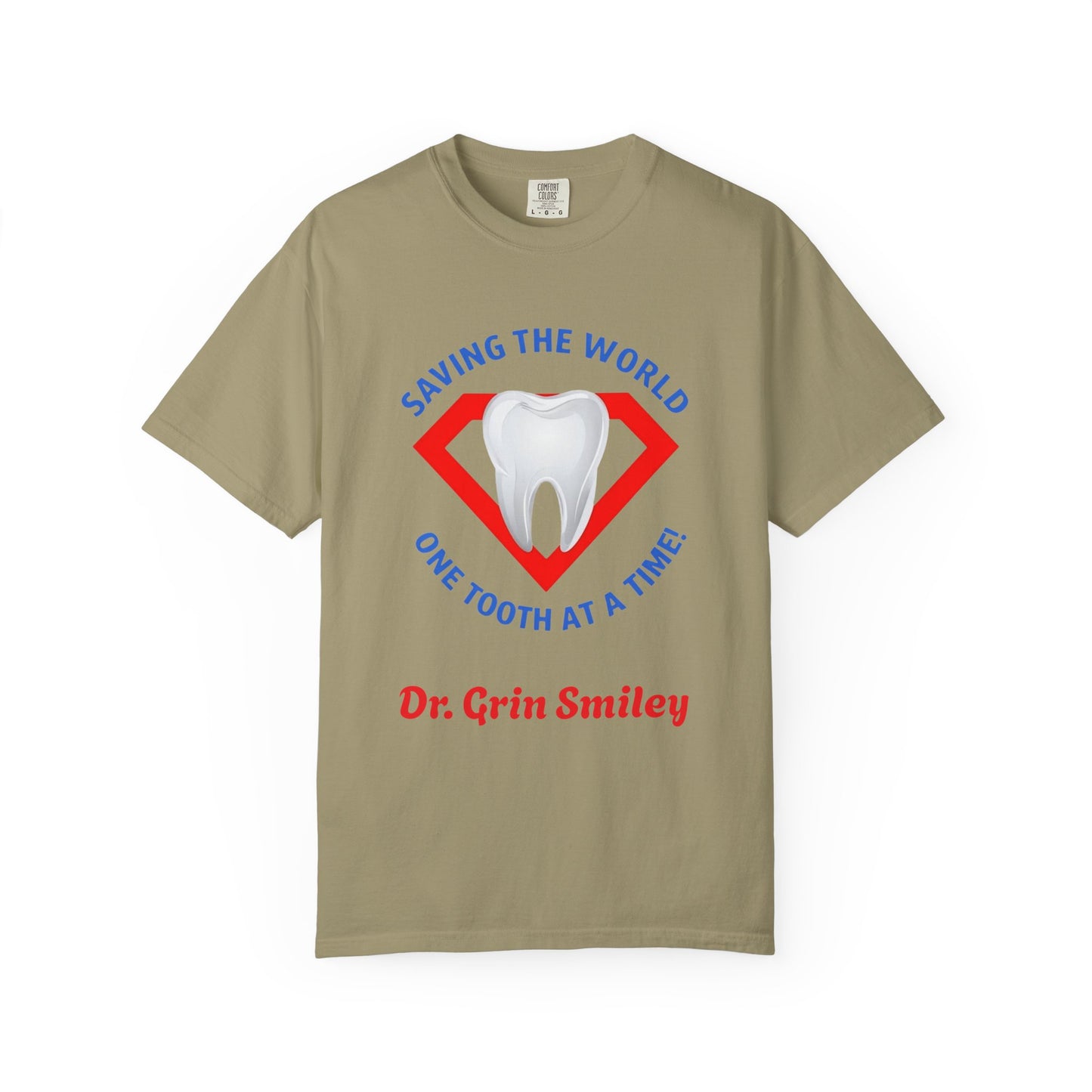 (Personalized Front Only) Super Tooth chest emblem Unisex Garment-Dyed T-shirt
