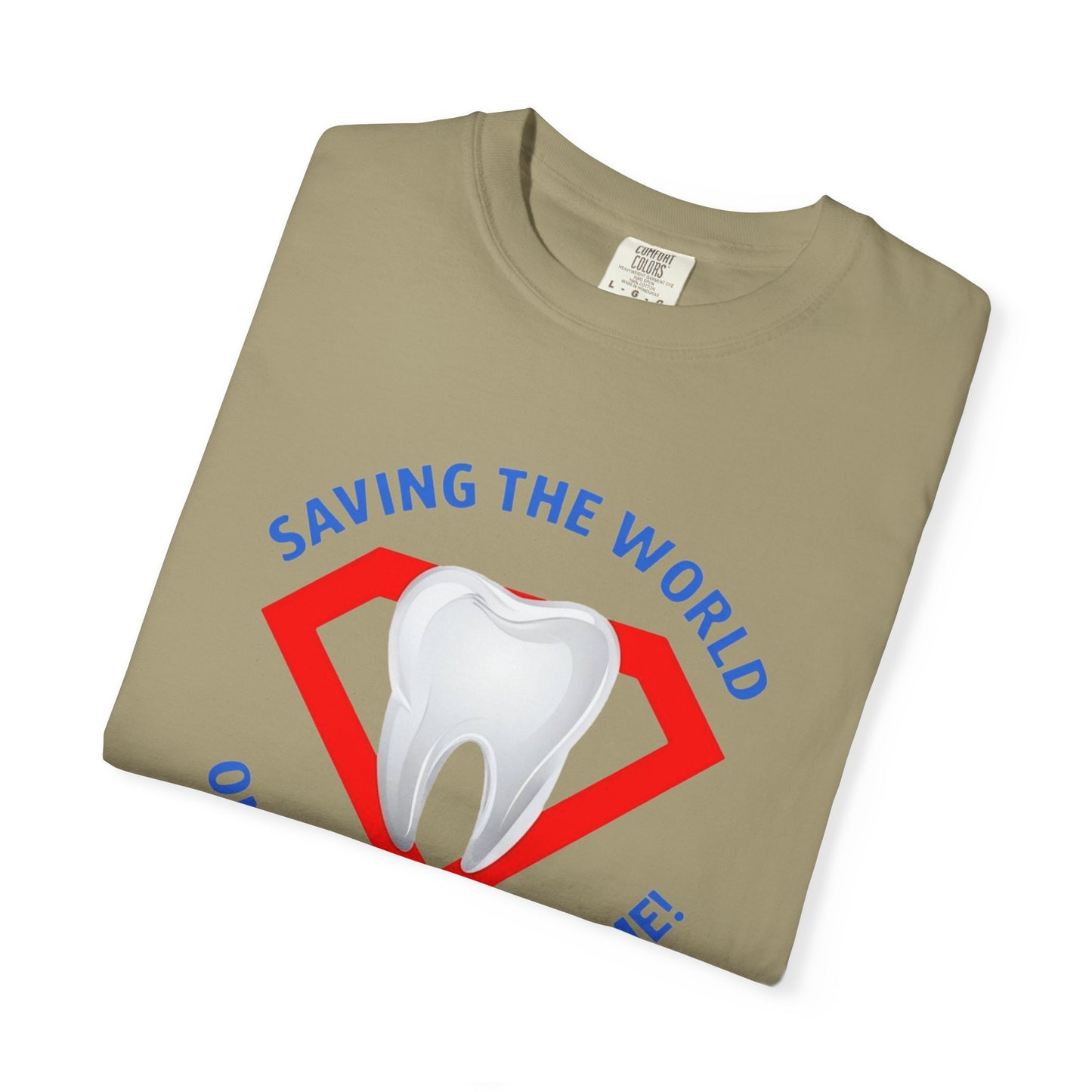 (Personalized Front Only) Super Tooth chest emblem Unisex Garment-Dyed T-shirt