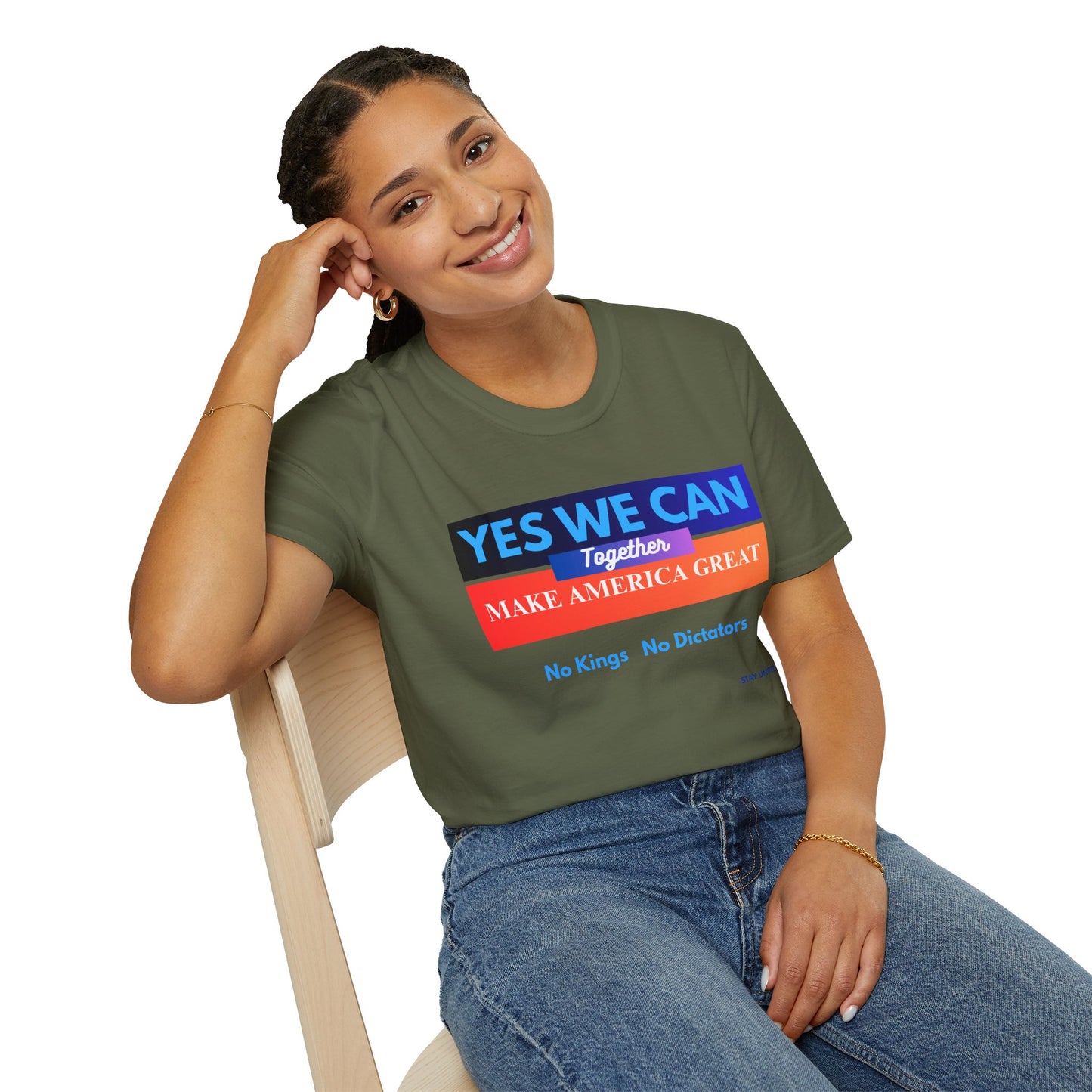 Political Statement T-Shirt - Yes We Can Make America Great Together