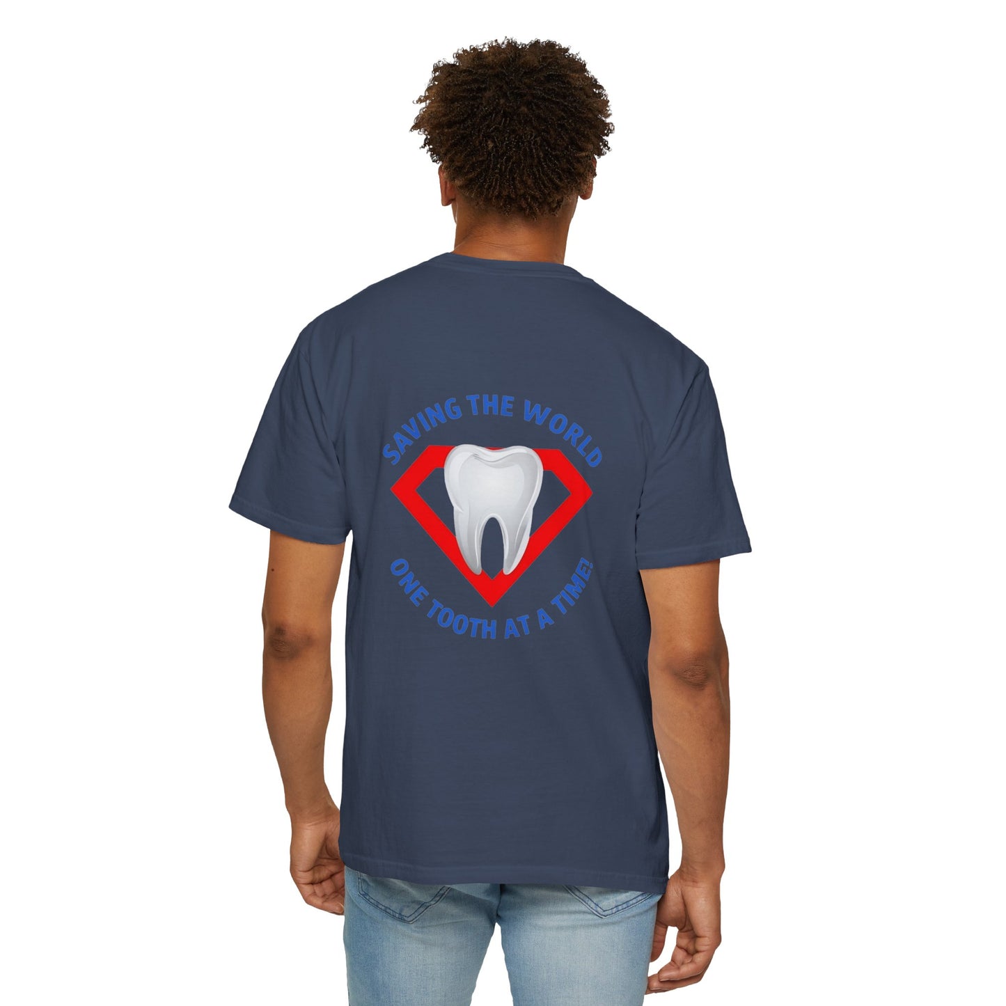 (Personalized Front/Back ) Super Tooth chest emblem - Unisex Garment-Dyed T-shirt