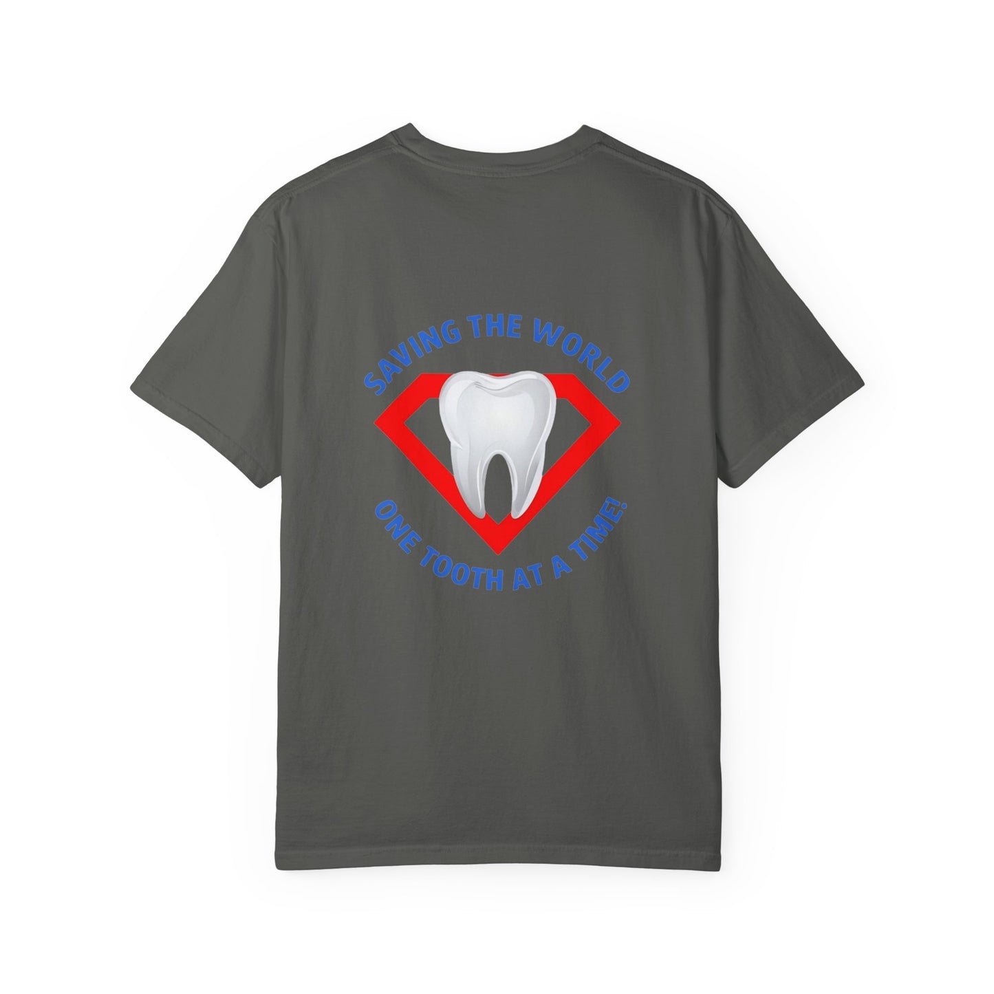 (Personalized Front/Back ) Super Tooth chest emblem - Unisex Garment-Dyed T-shirt